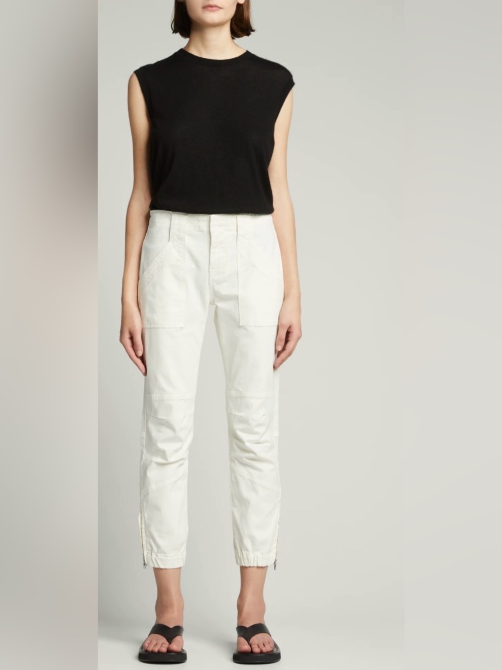 Frame Trapunto Moto cotton Off-White chino banded zip Cuff Pants low rise 24